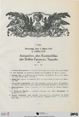 1. Tag. Dienstag, den 9. März 1909