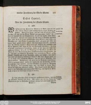 Erstes Capitel, Von der Zurechnung der Sünde Adams.