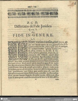 Cap. I. De Fide In Genere