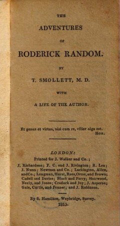The adventures of Roderick Random : with a life of the author