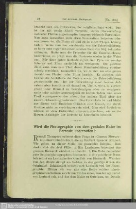 Wird die Photographie von dem genialen Maler im Portrait übertroffen?