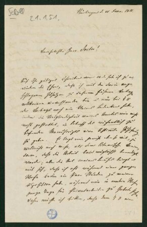 Brief vom 21. Januar 1851