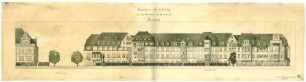 Fassaden-Gestaltung um das Rathaus der Gemeinde Benrath.