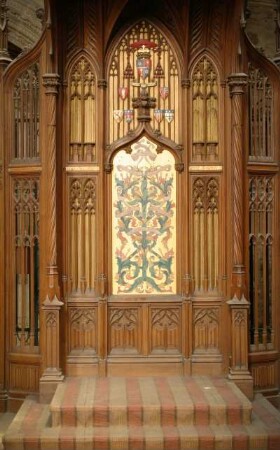 Frankreich. Midi Pyrenees. Aveyron. Rodez. Kathedrale Notre Dame. Bischofsstuhl von Andre Sulpice. 15 Jahrhundert. Detail