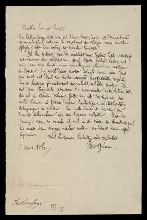 Brief von Jacob Grimm an Dieterichsche Buchhandlung, Göttingen