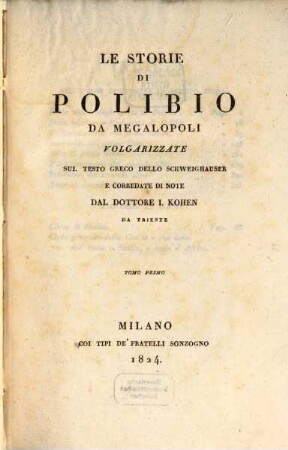 Le storie di Polibio da Megalopoli, 1