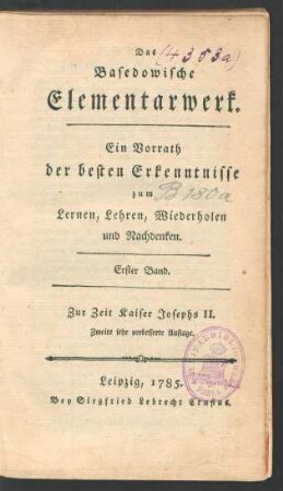 Bd. 1: Das Basedowische Elementarwerk