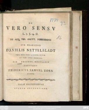 De Vero Sensv L. 3. §. 14. D. De Acq. Vel Amitt. Possessione