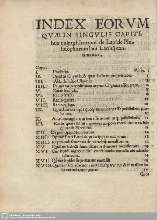 Index Eorum Quae in Singulis Capitibus...