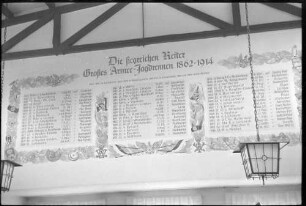 Hoppegarten: Union-Klub, Tafel von den siegreichen Reitern in der Halle des Union -Klub