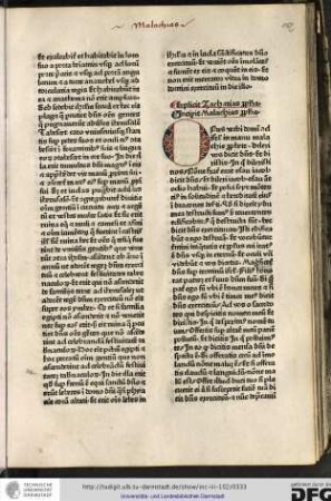 Explicit Zacharias propheta. Incipit Malachias propheta.
