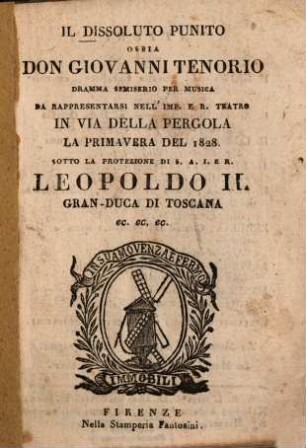 Il dissoluto punito ossia Don Giovanni Tenorio : Dramma semiserio per musica