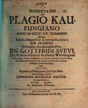 Diss. de plagio Kaufungiano, a. 1455 commisso