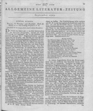 Rellstab, L.: Karl der Kühne. Trauerspiel in fünf Aufzügen. Berlin: Duncker & Humblot 1824 (Beschluss der im vorigen Stück abgebrochenen Recension.)
