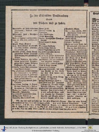 In der Städtischen Buchdruckerey Seynd Von Büchern diese zu haben.