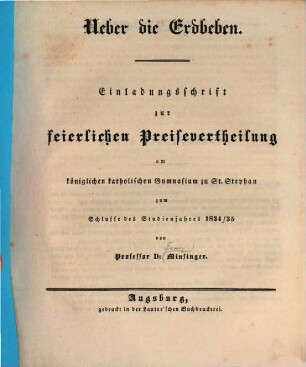 Ueber die Erdbeben