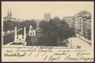 Ansichtskarte "Mariannen-Platz und Feuerwehr-Denkmal"