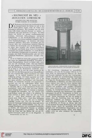 Raumkunst im neuzeitlichen Landhause: Ausstellung des Kunstgewerbe-Vereins Hamburg