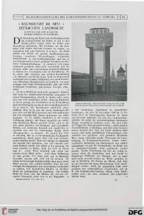 Raumkunst im neuzeitlichen Landhause: Ausstellung des Kunstgewerbe-Vereins Hamburg