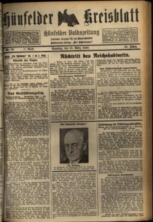 Erste Ausgabe vom Samstag, den 29. März 1930.