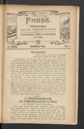 11. Jahrg. Hamburg 1916. Nr. 1