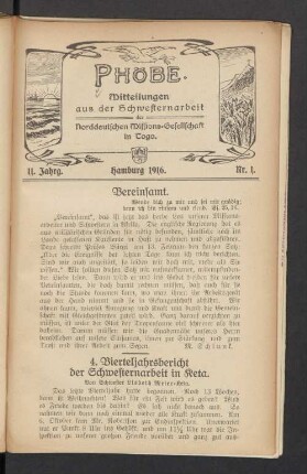 11. Jahrg. Hamburg 1916. Nr. 1