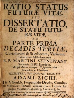 Ratio status futurae vitae