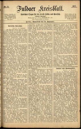 Ausgabe vom Samstag, den 15. September 1877.