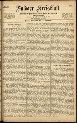 Ausgabe vom Samstag, den 15. September 1877.