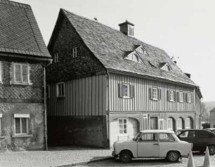 Neusalza-Spremberg, Umgebindehaus : Neusalza-Spremberg. Wohnhaus (19. Jahrhundert), Niedermarkt 5. Straßenansicht