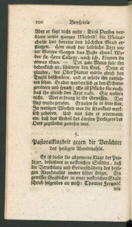 5. Pastoralklugheit gegen die Verächter des heiligen Abendmahls