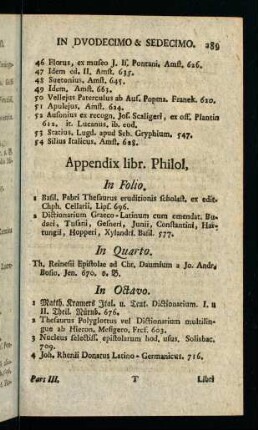 289, Appendix libr. Philol.