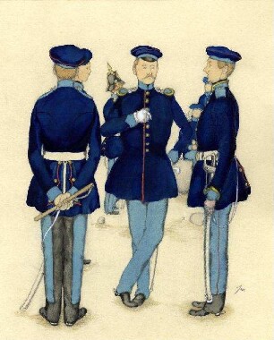 Uniformbild, Trainsoldat, Offizier, Unteroffizier des Trainwesens der Schleswig-Holsteinischen Armee