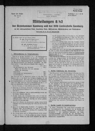1. Pflichtversicherung der Reichsärztekammer.