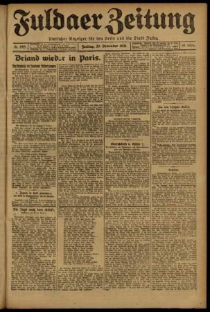 Erste Ausgabe vom Freitag, den 23. Dezember 1921.
