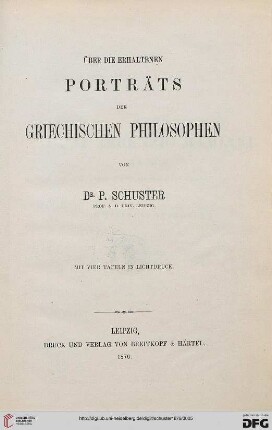 Über die erhaltenen Porträts der griechischen Philosophen