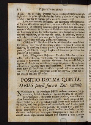 118-129, Positio Decima Quinta. Deus potest facere Ens rationis