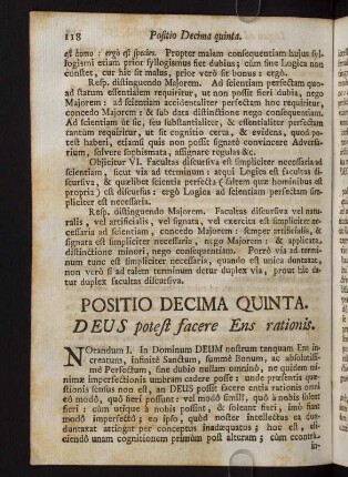 118-129, Positio Decima Quinta. Deus potest facere Ens rationis