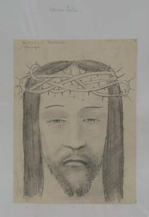 Oberwesel, Christus mit Dornenkranz auf dem Schweisstuch der Veronika, Wandgemälde in der Liebfrauenkirche (Pause)