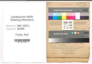 Entnazifizierung Karl Fuchs, geb. 15.06.1895 (Hausverwalter)