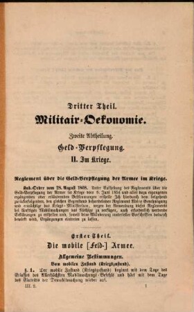 Dienst-Vorschriften der Königlich Preussischen Armee. 3,2,2, Militair-Oekonomie ; 2, Geld-Verpflegung: 2. Im Kriege
