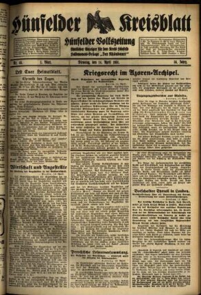 Erste Ausgabe vom Dienstag, den 14. April 1931.