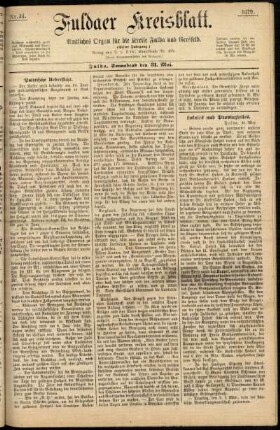 Ausgabe vom Samstag, den 31. Mai 1879.