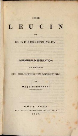 Über Leucin und seine Zersetzungen