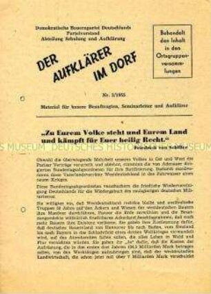 Mitteilungsblatt des DBD-Parteivorstandes u.a. zur Ratifizierung der Pariser Verträge
