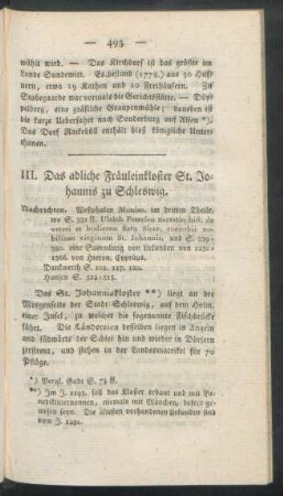 III. Das adliche Fräuleinkloster St. Johannis zu Schleswig