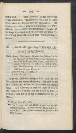 III. Das adliche Fräuleinkloster St. Johannis zu Schleswig