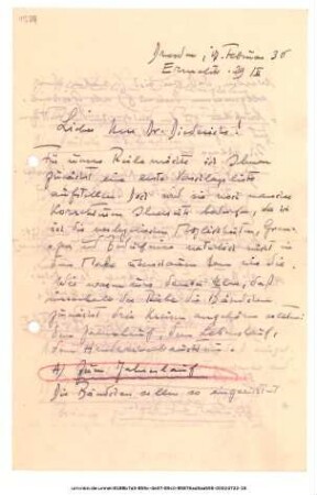 Brief von Adolf Spamer an Peter Diederichs 17.02.1936