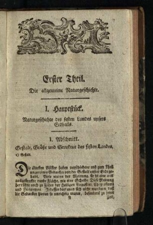Erster Theil: Die allgemeine Naturgeschichte