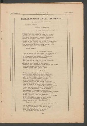 Declaração de amor... tecimento... : (Versos de João Cinelândia)